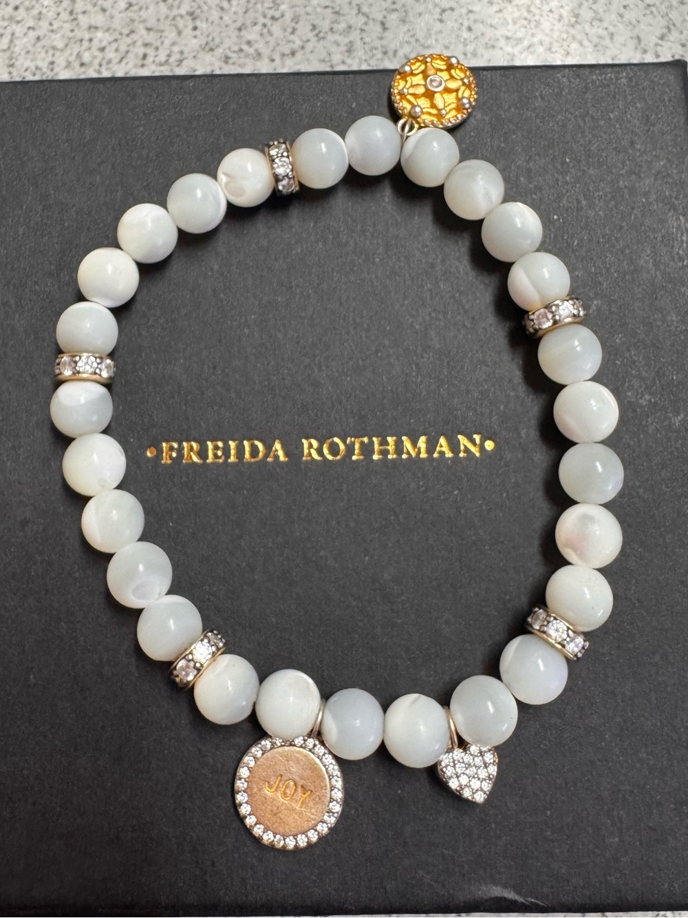 Freida Rothman Sentiments Joy Mother-Of-Pearl Stretch Bead Bracelet